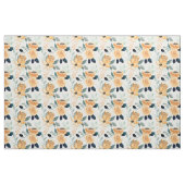 Mustard Yellow Watercolor Blume Grüne Blätter Stoff (Fat Quarter (45,7 x 55,9 cm))