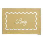 Mustard Yellow Wavy Scallop Frame Monogram Kissenbezug (Vorderseite)