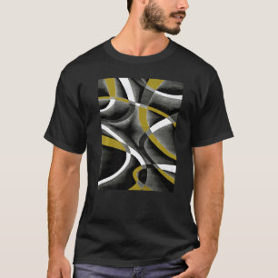 Mustard Yellow White Line Curve Muster auf Bl T-Shirt