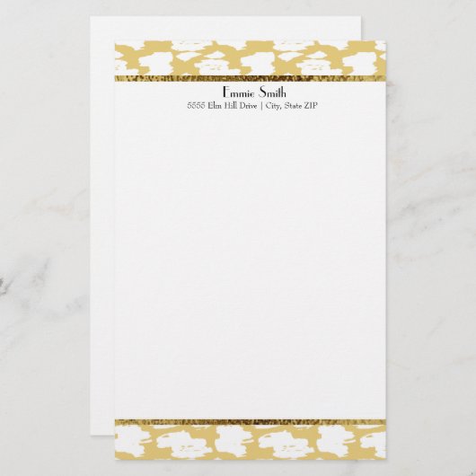 Mustard Yellow White Personalisiert Stationery Briefpapier (Vorne/Hinten)