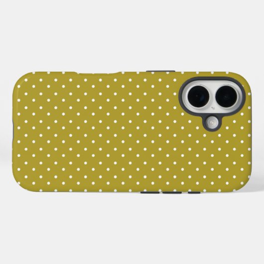  Mustard yellow white polka dots pattern  Case-Mate iPhone Hülle (Rückseite (Horizontal))