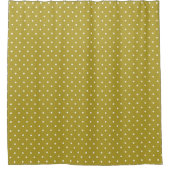  Mustard yellow white polka dots pattern  Duschvorhang (Vorderseite)