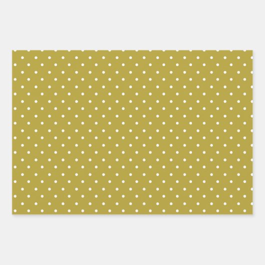  Mustard yellow white polka dots pattern  Geschenkpapier Set (Vorderseite)
