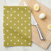  Mustard yellow white polka dots pattern  Geschirrtuch (Viertel Falte)