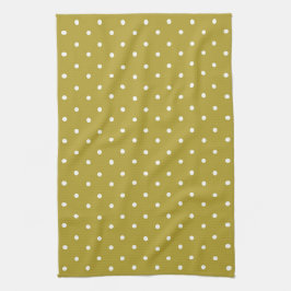  Mustard yellow white polka dots pattern  Geschirrtuch