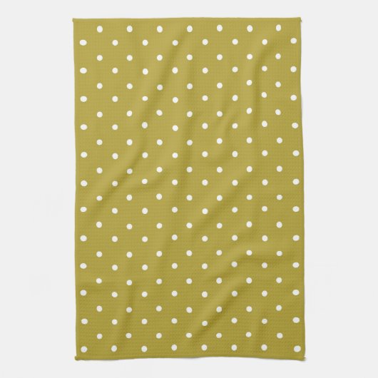  Mustard yellow white polka dots pattern  Geschirrtuch (Vertikal)