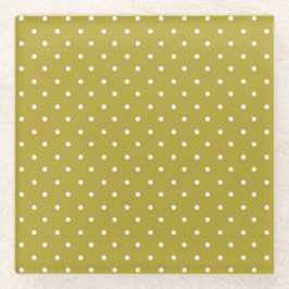  Mustard yellow white polka dots pattern  Glasuntersetzer