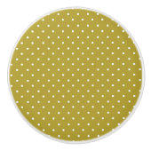  Mustard yellow white polka dots pattern  Keramikknauf (Vorderseite)