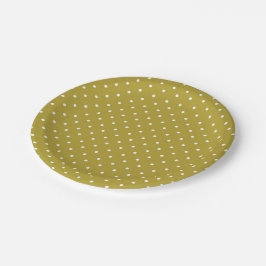  Mustard yellow white polka dots pattern  Pappteller