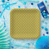  Mustard yellow white polka dots pattern  Pappteller (Party)