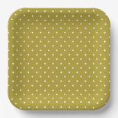  Mustard yellow white polka dots pattern  Pappteller (Vorderseite)