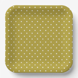 Mustard yellow white polka dots pattern  Pappteller