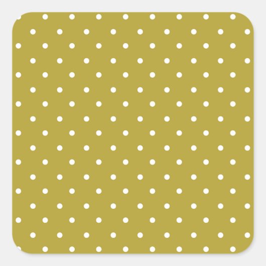 Mustard yellow white polka dots pattern  Quadratischer Aufkleber (Vorderseite)