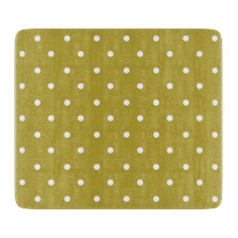  Mustard yellow white polka dots pattern  Schneidebrett