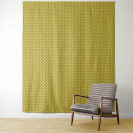  Mustard yellow white polka dots pattern  Wandteppich