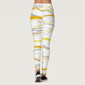 Mustard Yellow White Silver Streifen Leggings (Rückseite)