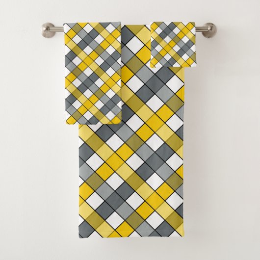 MUSTART UND CHARCOAL KARIERT BADHANDTUCH SET (Insitu)