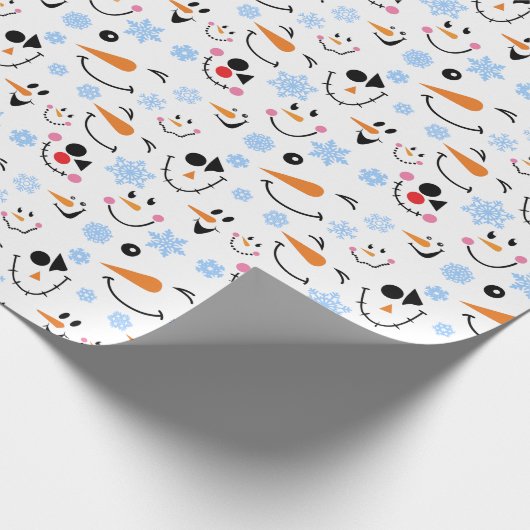 Muster С schneesicheren Gesichter, blaue Schneeflo Geschenkpapier (Ecke)