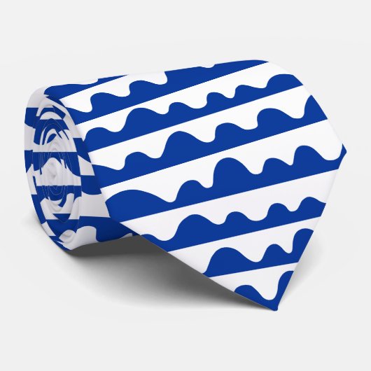 Muster 020815 - Navy Blue and White Krawatte (Gerollt)