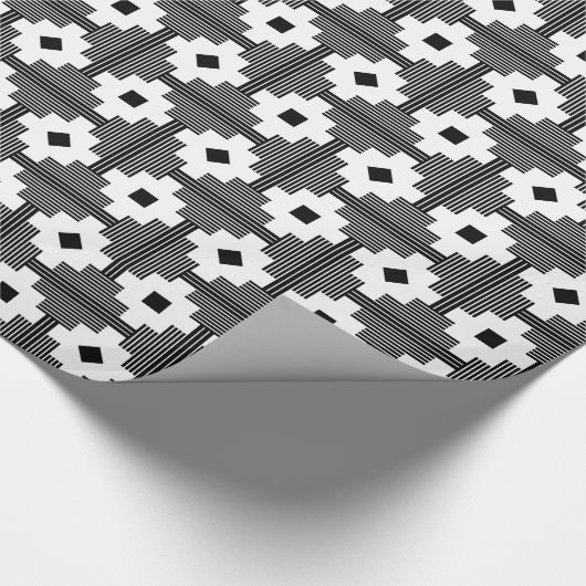 Muster 061214 - Schwarz mit Weiß Geschenkpapier (Ecke)