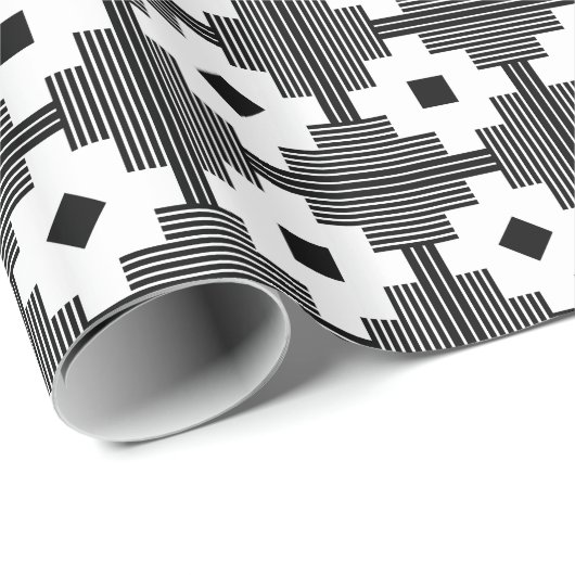 Muster 061214 - Schwarz mit Weiß Geschenkpapier (Rolleneckpunkt)