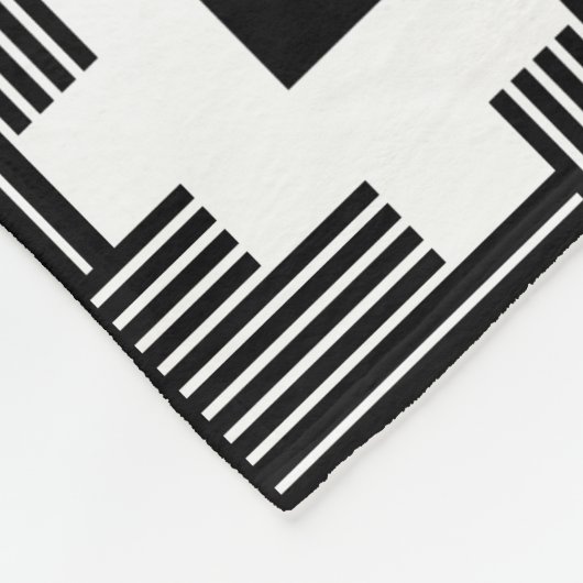 Muster 061214 - Weiß mit Schwarz Fleecedecke (Ecke)