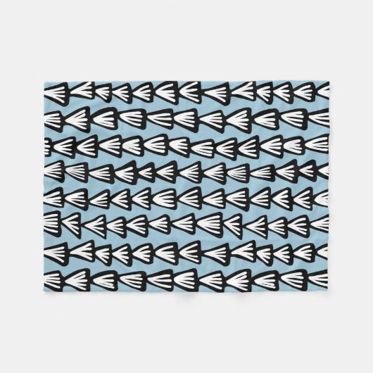 Muster 070515 - Schwarz und Weiß mit Blau Fleecedecke (Vorderseite (Horizontal))