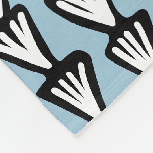 Muster 070515 - Schwarz und Weiß mit Blau Fleecedecke (Ecke)