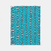 Muster 080515- Schwarz und Weiß auf Aqua Blue Fleecedecke (Vorderseite)