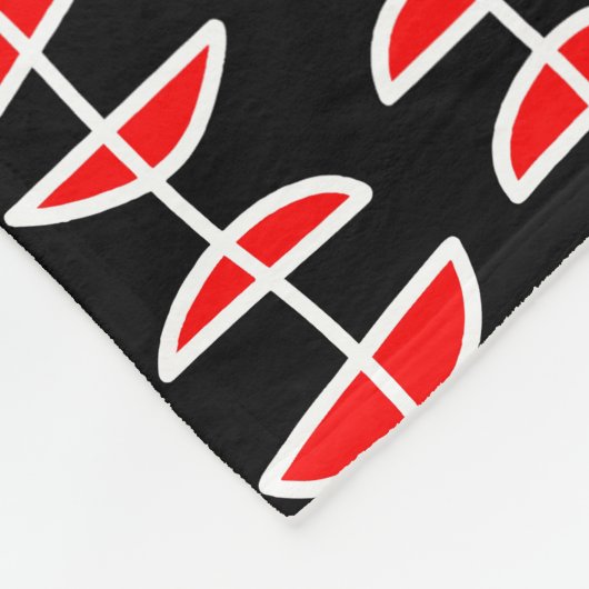 Muster 080515- Weiß und Rot auf Schwarz Fleecedecke (Ecke)