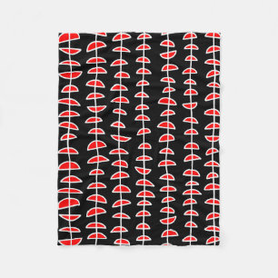 Muster 080515- Weiß und Rot auf Schwarz Fleecedecke