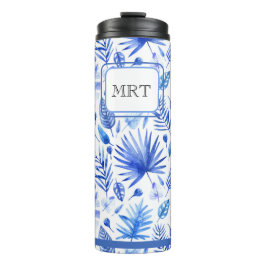 Muster 11oz für monogramm Cobalt Blue Tropical Lea Thermosbecher