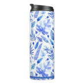 Muster 11oz für monogramm Cobalt Blue Tropical Lea Thermosbecher (Nach rechts gedreht)