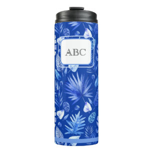 Muster 11oz für monogramm Cobalt Blue Tropical Lea Thermosbecher