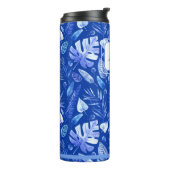 Muster 11oz für monogramm Cobalt Blue Tropical Lea Thermosbecher (Nach links gedreht)