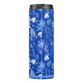 Muster 11oz für monogramm Cobalt Blue Tropical Lea Thermosbecher (Rückseite)
