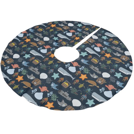 Muster 1 der Meeresbewohner Polyester Weihnachtsbaumdecke (Schrägansicht)