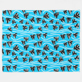 Muster 210121 - Schwarz, Weiß und Himmel Blau Fleecedecke (Vorderseite (Horizontal))