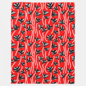 Muster 210121 - Schwarz, Weiß und Rot Fleecedecke (Vorderseite)