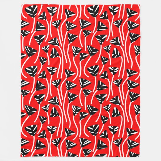 Muster 210121 - Schwarz, Weiß und Rot Fleecedecke (Vorderseite)