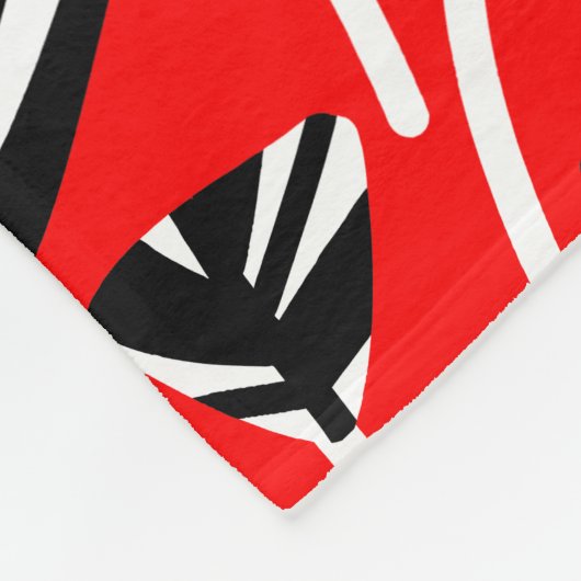 Muster 210121 - Schwarz, Weiß und Rot Fleecedecke (Ecke)