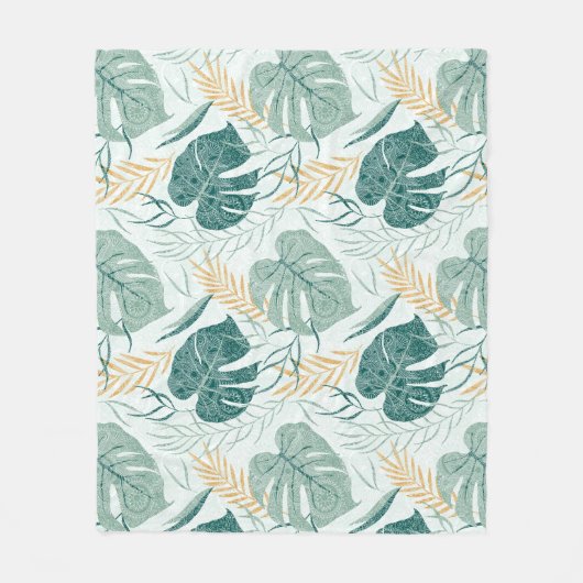 Muster 2 der tropischen Blätter Fleecedecke (Vorderseite)