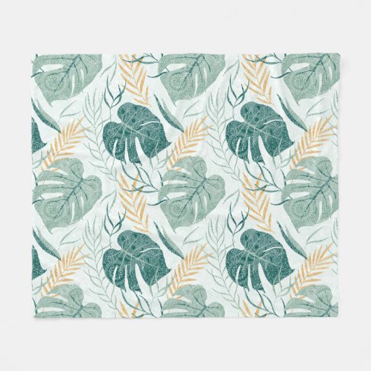 Muster 2 der tropischen Blätter Fleecedecke (Vorderseite (Horizontal))