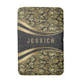 Muster 2b für schwarze und goldene florale Damasku Badematte (Vorderseite Vertikal)