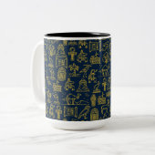 Muster alter ägyptischer Briefe wiederholt sich Zweifarbige Tasse (Vorderseite Links)