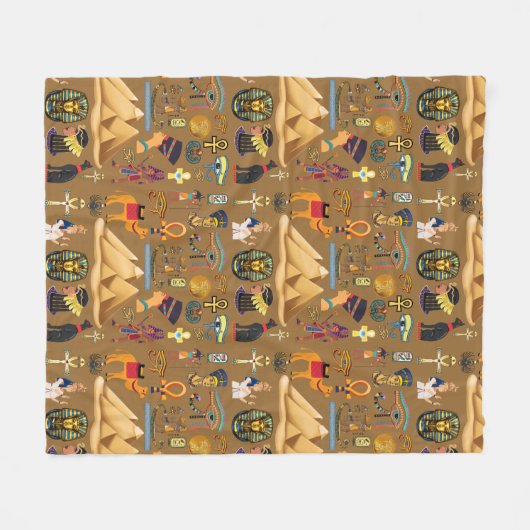 Muster altertümliches ägyptisches Hieroglyphiksymb Fleecedecke (Vorderseite (Horizontal))