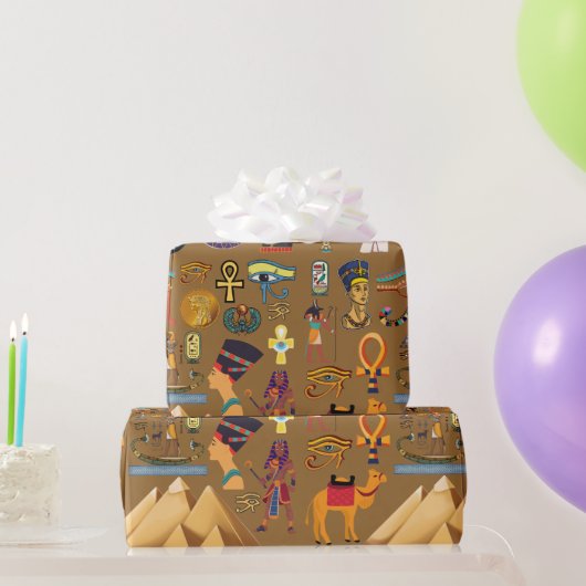 Muster altertümliches ägyptisches Hieroglyphiksymb Geschenkpapier (Partygeschenke)