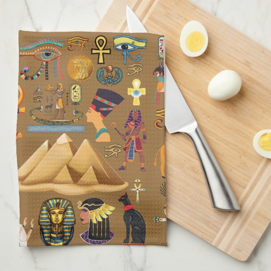 Muster altertümliches ägyptisches Hieroglyphiksymb Geschirrtuch (Viertel Falte)