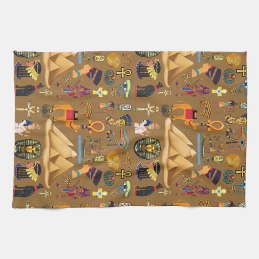 Muster altertümliches ägyptisches Hieroglyphiksymb Geschirrtuch (Horizontal)