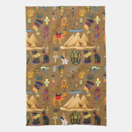 Muster altertümliches ägyptisches Hieroglyphiksymb Geschirrtuch